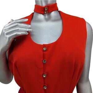 Mod Vintage 1960s STEPHEN O'GRADY Maxi DRESS Choker Collar 16 Rhinestone Buttons